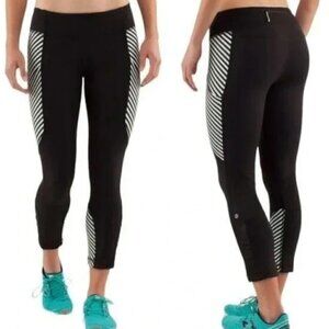 Lululemon Black Mint Green Mesh Crop